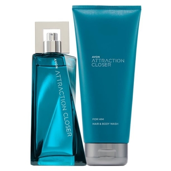 AVON Attraction CLOSER für Ihn 2-tlg Set mit EdT Spray & Shampoo Duschgel
